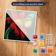 Butterfly: Radiance on a Red Flower – kit ready to start