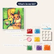 Pokémon Diamond Painting Pikachu and Eevee – kit contents