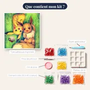 Diamond Painting Pokémon Pikachu et Evoli – contenu du kit