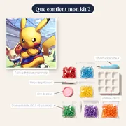 Diamond Painting Pokémon Pikachu en Capitaine – contenu du kit