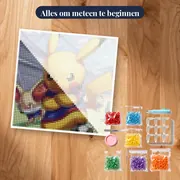 Diamond Painting Pokémon Pikachu als Kapitein – pakket klaar om te beginnen