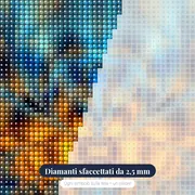 Simmetria oro e azzurro – primo piano dei diamanti