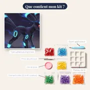 Diamond Painting Pokémon L'Aura Électrique de Noctali – contenu du kit