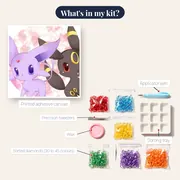 Pokémon Diamond Painting The Chibi Heart Duo – kit contents