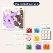 Diamond Painting Pokémon Le Duo Chibi de Cœur – contenu du kit