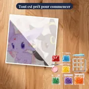 Diamond Painting Pokémon Le Duo Chibi de Cœur – kit prêt à commencer