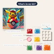 Pokémon Diamond Painting Pikachu Pop Art – kit contents