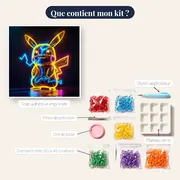 Diamond Painting Pokémon Pikachu Foudre Néon – contenu du kit