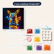 Diamond Painting Pokémon Pikachu Fulmine Neon – contenuto del kit
