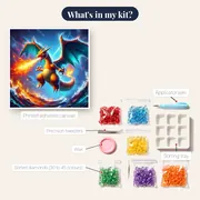 Pokémon Diamond Painting Charizard Elemental Fury – kit contents