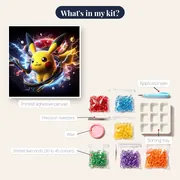 Pokémon Diamond Painting Pikachu Electric Vortex – kit contents