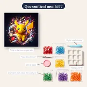 Diamond Painting Pokémon Pikachu Flux d'Énergie – contenu du kit