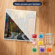 Diamond Painting Vicolo con Case Colorate – kit pronto per iniziare