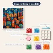 Diamond Painting Villaggio sotto la Luna Piena – contenuto del kit