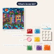 Stained Glass City with Fish Diamond Painting – kit contents