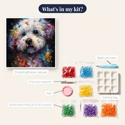 Maltese Watercolor Diamond Painting – kit contents