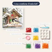 Pittura a diamante Cinciallegre alla Casetta d'Inverno – contenuto del kit