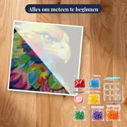Diamond schilderij Veelkleurige Pop Art Adelaar – pakket klaar om te beginnen