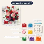 Diamond Painting Bouquet de Roses Rouges et Roses – contenu du kit