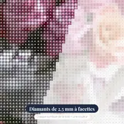 Diamond Painting Roses Pastel dans un Arrosoir Vintage – gros plan des diamants