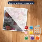 Diamond Painting Roses Pastel dans un Arrosoir Vintage – kit prêt à commencer