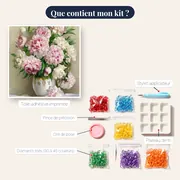 Diamond Painting Bouquet de Pivoines Roses et Blanches – contenu du kit