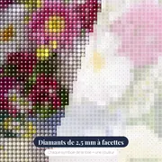 Diamond Painting Bouquet Champêtre de Dahlias et Marguerites – gros plan des diamants
