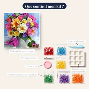Diamond Painting Bouquet de Printemps Multicolore – contenu du kit