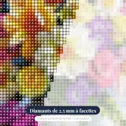 Diamond Painting Bouquet de Printemps Multicolore – gros plan des diamants