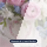 Diamond Painting Bouquet Printanier aux Renoncules et Muscaris – gros plan des diamants