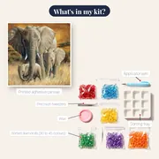 Mama Elephant and her Baby Elephants – kit contents