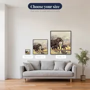 Elephant Family in the Savannah – available sizes