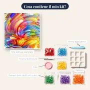 Pittura astratta con diamanti: il vortice colorato – contenuto del kit
