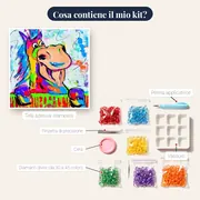 Pittura a diamante Cavallo pazzo pop art – contenuto del kit
