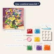 Diamond Painting Bouquet Expressionniste dans un Vase en Verre – contenu du kit