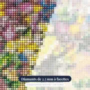 Diamond Painting Bouquet Expressionniste dans un Vase en Verre – gros plan des diamants