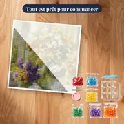 Diamond Painting Bouquet Impressionniste devant une Fenêtre – kit prêt à commencer