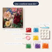 Diamond Painting Bouquet Majestueux de Roses dans un Vase Sculpté – contenu du kit