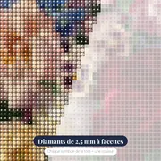 Diamond Painting Bouquet Majestueux de Roses dans un Vase Sculpté – gros plan des diamants