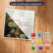 Diamond Painting Bouquet de Pivoines et Roses dans un Vase Doré – kit prêt à commencer