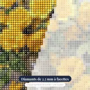 Diamond Painting Bouquet de Roses Jaunes dans un Vase Argenté – gros plan des diamants