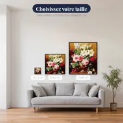 Diamond Painting Roses Roses et Lys Blancs dans un Vase Bronze – tailles disponibles