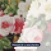 Diamond Painting Roses Roses et Lys Blancs dans un Vase Bronze – gros plan des diamants