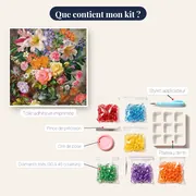Diamond Painting Bouquet Majestueux Lys et Roses dans un Vase en Cristal – contenu du kit
