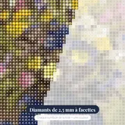 Diamond Painting Bouquet Champêtre dans un Vase en Céramique Bleue – gros plan des diamants