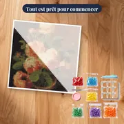 Diamond Painting Roses Abricot dans un Vase en Verre – kit prêt à commencer