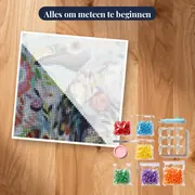 Diamantschilderij Artistieke Bloemengier – pakket klaar om te beginnen