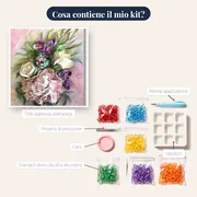 Pittura a diamante Fiori rosa e peonia Melanie – contenuto del kit