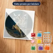 Pittura con diamanti Cervo d'Oro e Colombe – kit pronto per iniziare