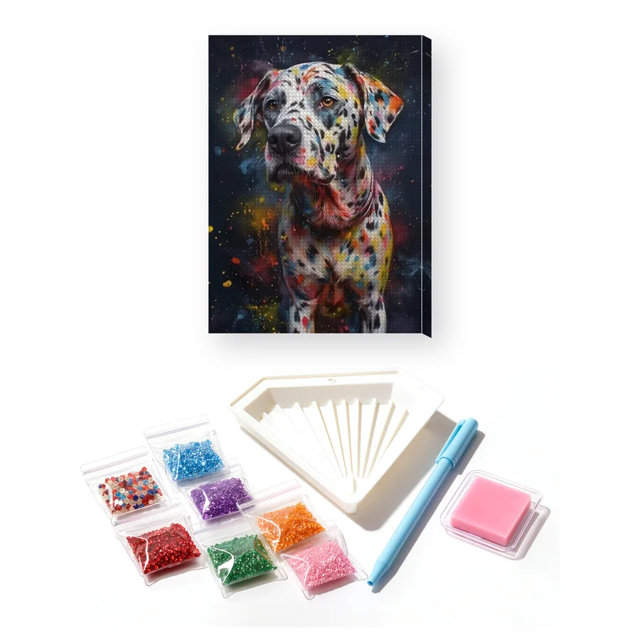 Dalmatiner mit bunten Flecken Diamond Painting
